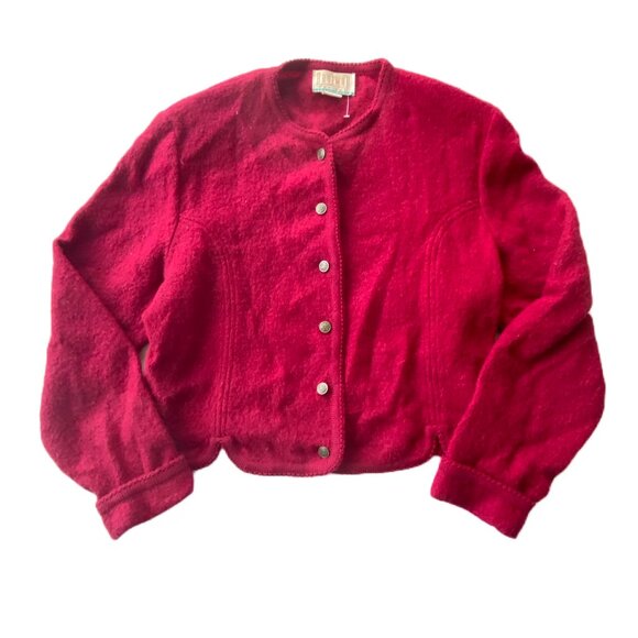 Vintage Braemar Wool Cardigan - Burgundy Red Knitwear Timeless Classic Sweater - Picture 2 of 4